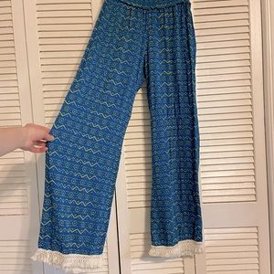 Natural Life Floral Lounge Pants With Fringe